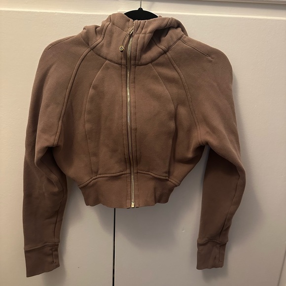lululemon athletica Jackets & Blazers - Lululemon Crop Brown Hoodie with Gold Zipper